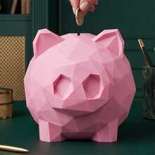 Creative Geometric Piggy Bank 3D Printed Plastic Money Box Desktop Decorative Ornament - Pink - View 1