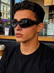 1 Pair Retro Y2K Style Men's Small Frame Plastic Glasses, Fashionable Streetwear, Suitable For Daily Wear - Multicolor - View 6