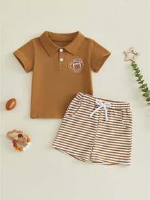 Baby Boys Polo Co-Ords - 棕色 - 查看 1