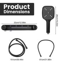 High-Pressure 3-In-1 Wall-Mounted & Handheld Shower System - 3 Spray Modes (Rain, Massage, Pulse) - Black - View 2