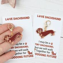 1pc/2pcs Cute Dachshund Dog Keychain, Playful Pet Theme Accessory, Suitable For Wallet, Bag, Backpack, Car Key Charm, Small Gift, Perfect For Birthday Or Daily Use. - Multicolor - View 1