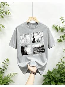 Camiseta de manga corta de doble cara para hombre - Marca Starry Rich OBM - Regalo de cumpleaños perfecto - Cuello redondo, corte regular - Estampado reversible en pecho/cuadros - Lavable a - Negro - Ver 7