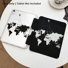 世界地圖與飛機圖案彩繪效果平板保護殼附支架，相容 Honor 8/9/10/X8/X8A/X9/X8Pro/X9Pro/MatePad SE 11 吋/MatePad 11 吋/11.5 吋/MatePad Pro/Apple 10th/11th Gen 2025 (A16)/Galaxy Tab A7/A9 及其他熱門機型 - 款式8 - 查看 3