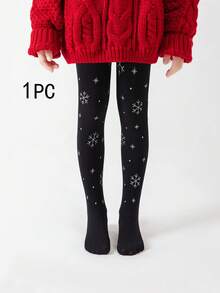 1件女孩/兒童/幼兒純色/拼接/卡通雪花、聖誕樹、雪人印花褲襪、緊身褲、舞蹈褲，柔軟舒適，適合日常穿著、聖誕節、舞蹈，春/夏/秋/冬 - 彩色 - 查看 12