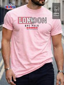 Original HPC POLO T-Shirt With Round Neck And Short Sleeves – Themed Graphic Design "HPC: London England Heritage" – 100% Cotton - 粉色 - 查看 1