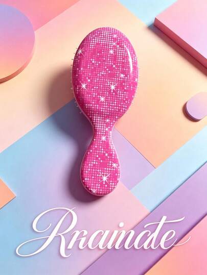 1pc Round Star Series Printed Mini Air Cushion Comb, Vibrant Color Massage Comb, Suitable For All Hair Types Including Curly And Straight Hair, Essential Hair Care Product For Barbers, Salons, Beauty And Travel, Portable Air Cushion Comb For Campus And Daily Hair Styling