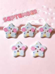 10/20/100pcs DIY Handmade Patch Flat Bottom Children's Hair Accessory Clips Cross-Border Shoe Flower Base Material Five-Pointed Star Buttons - Five-pointed Star Button - View 5