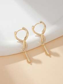 1 Pair Fashion Versatile Creative Line Wrapped Design Niche Style Hoop Earrings Suitable For Women's Daily Wear Gift For Friends - Earrings - View 4
