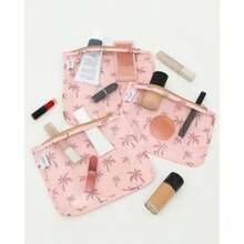 ALVA 3 bolsas de baño de viaje a prueba de desorden organizador transparente de cosméticos y pañales con bolsa frontal 3LT02 - Árbol de coco - Ver 5