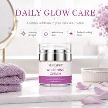 seemsure 亮白保濕面霜 50ml，含 2% α-熊果苷、麴酸與甘草根萃取的日常臉部保濕乳，輕盈補水面霜，幫助平滑肌膚、改善暗沉膚色，打造光澤亮麗妝感 - 白色 - 查看 7