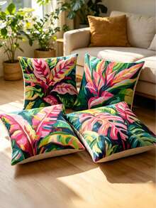 4pcs/1pc New Bohemian Style Themed Printed Throw Pillow Covers - Rich Colorful Floral Pattern Design, Summer Decorative Cushion Covers, For Room Decor, Living Room Decor, Sofa And Bedroom | With Zipper Closure | Removable And Washable | Skin-Friendly Soft And Comfortable Fabric - Durable, Fade-Resistant, Suitable For Decoration And Summer Home Decor. No Filling - Multicolor - View 7