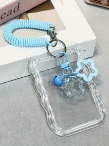 1pc Heavy Duty Retractable ID Badge Holder With Keychain And Wrist Strap, Transparent PVC Card Sleeve With Safety Lock, Anti-Theft Design, Durable ID Card Holder, Suitable For Student ID And Campus Card, Ideal Back To School Gift, Fits Student ID And Access Card - Includes Sliding Cover, Keychain And Meal Card Clip For Easy Card Visibility - Also Features Wrist Strap And Cute Pendant - A - View 2
