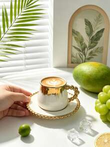 A Set Of 90ml Ceramic Coffee Cups And Saucers, Suitable For Use In The Microwave And Dishwasher, For Espresso And Arabic Coffee. Saudi-Style Coffee Cups, Ideal For Afternoon Tea, Cafes And The Kitchen – The Perfect Gift - Multicolor - View 4