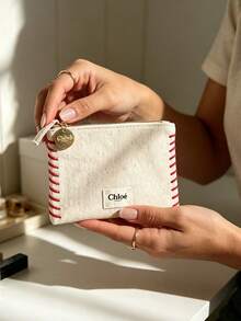 Chloé Fine Sewing Craft Fabric Makeup Pouch Luxury Plain Design For Party Daily Outfit CHLOE-GIFT-13 - Champagne - View 3