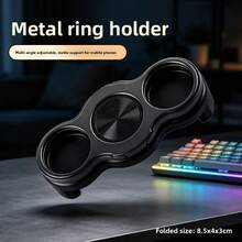 New Phone Stand, 3-Finger Back Clip Ring Holder, Rotatable Foldable Ring Buckle Phone Stand, Desktop Slouchy Stress Relief Phone Holder - Cool Black - View 7