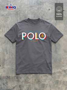 Original HPC POLO T-Shirt With Round Neck And Short Sleeves – Themed Graphic Design "HPC: Retro Typography Houston" – 100% Cotton - 深灰色 - 查看 2