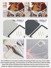 Ayotu 紅條紋金狗讀報圖案時尚 Y 型翻蓋保護殼，適用於 iPad A16、Air 8(M4) 2026(11吋)/2026(13吋)、Pro 13 12.9 11、Air 11 13、Mini、Air 11吋、Kindle (第11代-2024年上市) - 彩色 - 查看 7