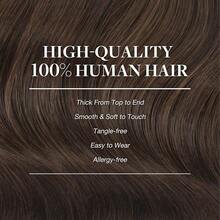 4# Brown Clip-In Human Hair Extensions, 8pcs/Set, 18 Clips Double Layer Hair Extensions, Natural Black Real Human Hair, Women's Real Human Hair Clip-In Extensions, Brazilian Real Human Hair Clip-In Extensions - S4 - View 8