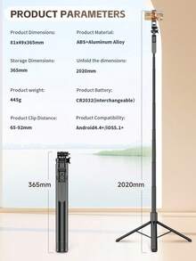 AXNEN 2020mm/79.53 Inch Extendable Selfie Stick Tripod With Remote Control, Multi-Function Foldable Rotating Phone Holder, 360° With Stable Handle, Floor Stand. Suitable For IPhone And Android, For Live Streaming, Vlog, Family Gatherings, Christmas Parties - View 12