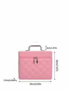 Multi-Color Mirror With Makeup Brush Storage, Rhombus Embroidered Pattern, Luxury Cosmetic Bag, All-In-One Portable Handheld Vanity Case, Bathroom Organizer, Boho Style Makeup Bag, Suitable For Vacation, Beach, Bathroom, Bedroom, Large Capacity - Multicolor - View 27
