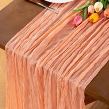 1pc Coral Twisted Table Runner, Rustic Spring Tablecloth (Approx. 90*400cm) Bohemian Style Home Decor Wedding Baby Shower Birthday Party - Coral Pink - View 8