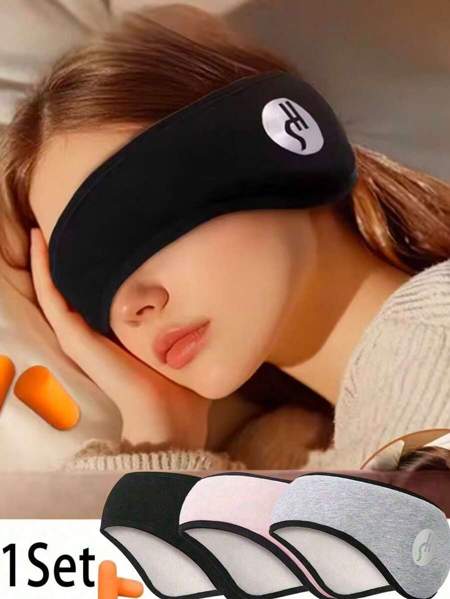 Blackout Soundproof Sleep Mask Set (Eye Mask + Earplugs), Adjustable Multifunctional Ear Cover, Warm Sports Headband, Blindfold Sleep Mask, Suitable For All Skin Types - Ideal For Travel And Napping, Travel Essential, Back To School Gift - Multicolor - View 1