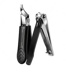 ANDVICTORY 2/3pcs Set Angled Head Nail Clippers With Collection Box, Large Opening Toenail Clippers, Nail File And Nail Powder, Stainless Steel Material, Home Anti-Splash Manicure Tool Set - Multicolor - View 9
