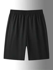 Men's Athletic Shorts, Elastic Drawstring Waist Running Shorts With Pockets, Gym And Sports Training Shorts - Black - View 3