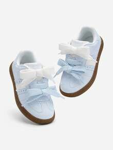 Balabala Girls' Training Shoes, Classic Breathable Casual Sneakers, Fashionable Campus Shoes - White and Blue - View 2
