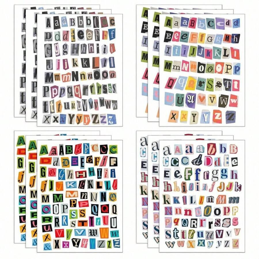 288片彩色小字母貼紙-自黏式迷你貼紙創意拼貼組,適用於DIY卡片製作、筆記本裝飾、創意手帳、手工裝飾、子彈筆記等,學校用品 - 多色 - 查看 1