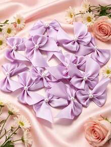50PCS/20PCS Half-Round Patch Beads Handmade Ribbon Bows, DIY Jewelry Hair Accessories, Clothing Doll Decoration DIY Apparel Headwear Decoration Accessories - Half-circle Pearl Bow - View 15