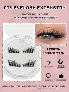 Asiteo A Pair Magnetic Eyelash,Short Magnetic Lashes Natural Cat Eye Makeup Effect,Reusable,Suitable For Natural Daily Makeup Effect,Beginner-Friendly Magnetic Eyelashes,Half Lashes - Black - View 4