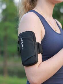 CAMEL CROWN Bolsa de Braço Esportiva Impermeável para Uso Externo, Bolsa de Armazenamento de Telefone, Adequada para Corrida, Ciclismo e Fitness. Pode ser Usada no Braço ou Diagonalmente Através do Corpo. - Phantom Black - Visão 7
