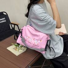 New Casual Versatile Shoulder Crossbody Square Bag Large Capacity Nylon Embroidered Cute Duck Pattern Outdoor Sports Bag Women's Shoulder Crossbody Tote Bag - Multicolor - View 5