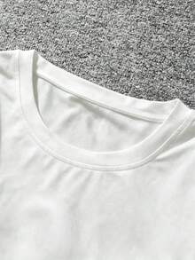 Men's Short-Sleeved T-Shirt With A Round Neck And Simple Design - White - View 4