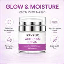 seemsure 亮白保濕面霜 50ml，含 2% α-熊果苷、麴酸與甘草根萃取的日常臉部保濕乳，輕盈補水面霜，幫助平滑肌膚、改善暗沉膚色，打造光澤亮麗妝感 - 白色 - 查看 3