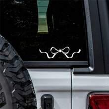 Cute Bow Women's Car Sticker - Glossy Embroidery Effect Cartoon Design, Self-Adhesive Asymmetrical Shape, Suitable For Rear Window/Laptop/Plastic/Glass/Metal, Car Decoration Accessory, Cute Fantasy Theme Decal - A - View 7