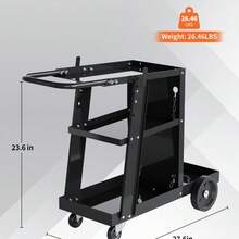 BouPower 3-Tier Welding Cart, 400 Lbs Load Capacity,Rolling Metal Utility Car With 360° Swivel Wheels, Side Brackets And Secure Cylinder Chains For MIG TIG MMA Plasma Cutter Welding Machine - Flat Handle - View 2