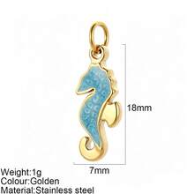 1pc Gold Seahorse Pendant Colorful Seahorse Shaped Charm Accessory Suitable For Necklace Bracelet Earrings Decoration Versatile Fashion - Multicolor - View 13