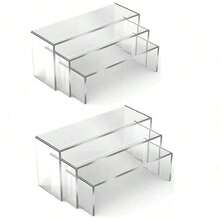 3/6/9 Pcs Clear Cupcake Display Risers 3 Tiers Rectangular Risers Display Stands Thick Collectibles Jewelry Display Shelf Display Shelves Risers - View 14
