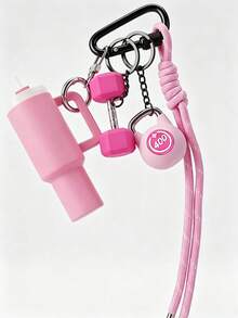[Original Handmade] High-Value Mini Water Bottle Keychain, Braided Rope Keychain/Wrist Accessory, 3D Earphone Accessory, Car Key Anti-Loss Chain, Exquisite Girls Earphone Decoration, Women's Summer Charm Bag Pendant, Beach Holiday Essential, Laptop Bag Decor, Lunch Bag Decor - Multicolor - View 11