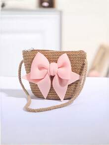 1pc Minimalist Ditsy Floral Pattern Spring/Summer Papyrus Crossbody Bag - Bow - View 8