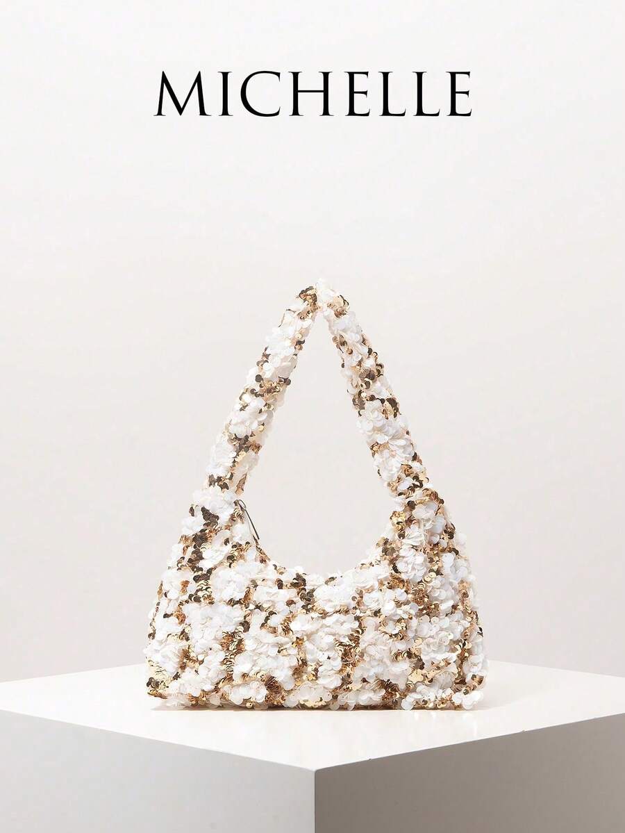 Sequin Shoulder Bag, Elegant Ladies Handbag, Dress Accessories, Wedding Items, Gift For Women (Random Pattern) - 彩色 - 查看 1