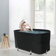 Foldable Insulated Portable Bathtub, 330lbs Large Soaking Tub With Drain & Storage Bag For Camping RV Home - 115*57*55cm - View 3