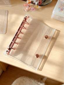 Rose Gold/Gold A5/A6/A7 PVC Transparent Loose-Leaf Binder Cover 3D Sticker/Postcard/Photo Card Collection Album,Card Holder - Color - View 4