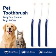 Pet Soft Bristle Toothbrush, Small Head Pet Toothbrush, Suitable For Cats And Dogs - Blue - View 1