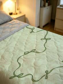 1pc Ultra Soft Cooling Blanket - Lightweight All Season Bedding, With Stylish Bow Pattern, 100% Polyester Fiber, Machine Washable Suitable For Single/Double Bed, Hotel, Camping And Home Decor, Hotel Grade Luxury Bedding|Modern Stitched Design - Green - View 8