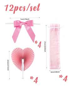 1/3/12/24/30個裝 女款粉色心形摺扇，紙扇面配塑膠手柄，適用於婚禮、派對、企業禮品、時尚配件，耐用塑膠手柄，適合作為派對伴手禮與禮物 - 多色 - 查看 10
