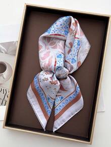 1pc Women's Square Bandana Casual Solid Color Head Scarf Suitable For Daily Use - Baby Blue - View 1