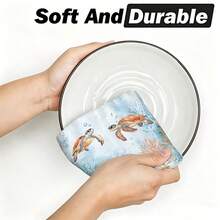 1pc/2pcs/4pcs Ocean Watercolor Kitchen Towels, Soft, Absorbent & Quick-Drying, Machine Washable, Multipurpose For Daily Hand Wiping & Home Decoration - Multicolor - View 7
